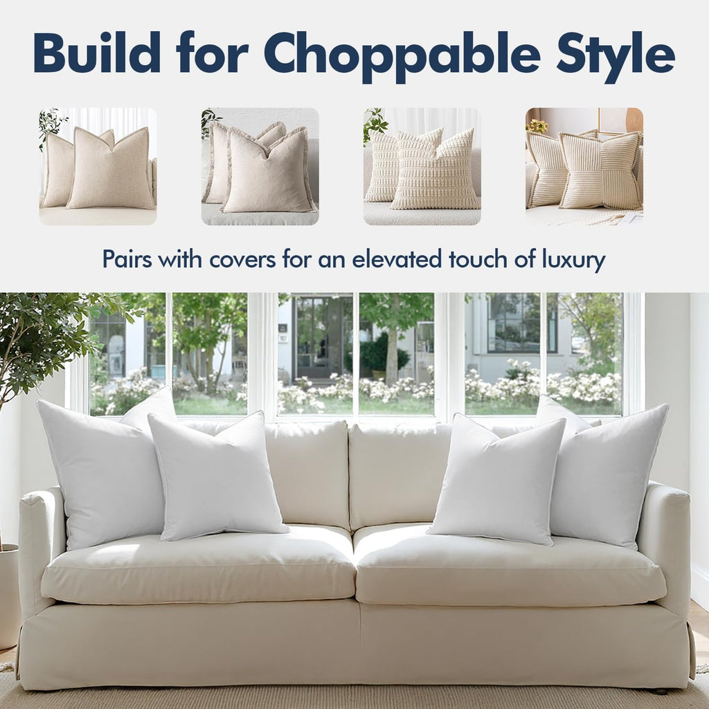 18x18 Feather Down Pillow Inserts Fluffy for Chop Look - Set of 2