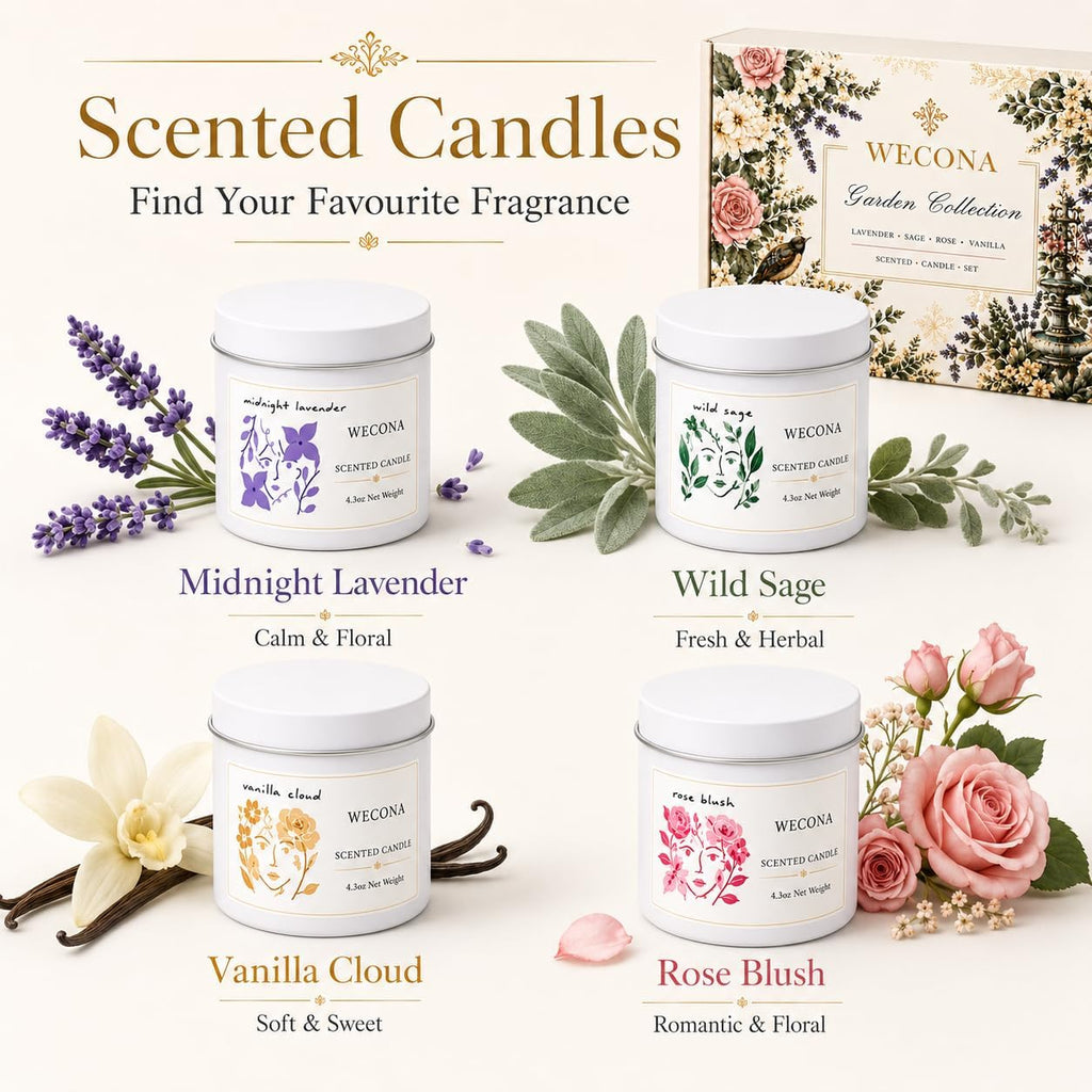 Scented Candles Gift Set, 4 Pack Soy Candles for Women - Set of 4
