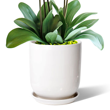 8in Plant Pot, Ceramic Plant pots, Ceramic Planter for Indoor Plants Outdoor, Mid-Century Modern Home Decor, Modern