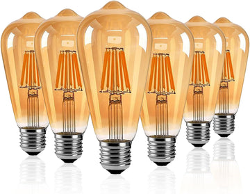 6 Pack ST64 Light Bulbs 8W Dimmable Vintage LED Edison Bulbs ST64 Antique LED Filament Bulbs 80 Watt Equivalent Warm