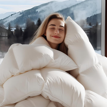 Luxury Goose Feather Down Comforter Queen Size - 1600 TC/DM Cotton Blend Medium Warmth Duvet Insert for All Season