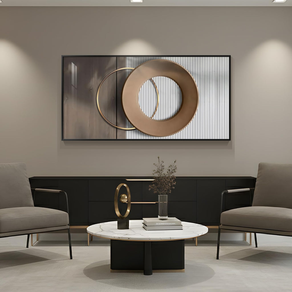 Large Horizontal Framed Modern Wall Art, 56x28 Inch