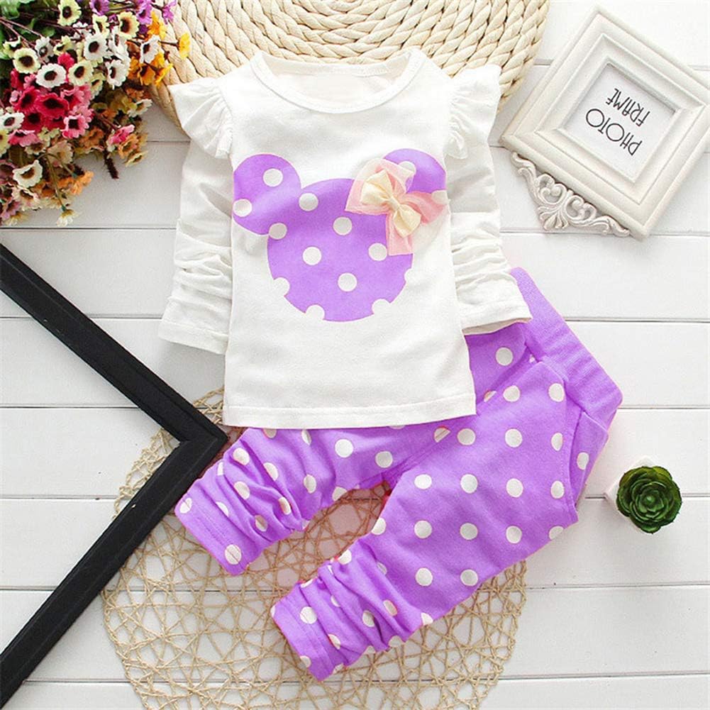Cute Toddler Baby Girls Clothes Set Long Sleeve T-Shirt and Pants Kids 2pcs Outfits
