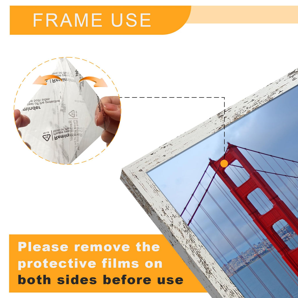 18x24 Poster Frame for Wall Hanging, Engineered Wood Picture Frames for 18 x 24 Picture, Distressed White, 1 Pack