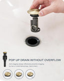 Gold Vessel Sink Faucet, Brass Tall Bathroom Sink Faucet One Hole with 1 Handle, Pop Up Drain