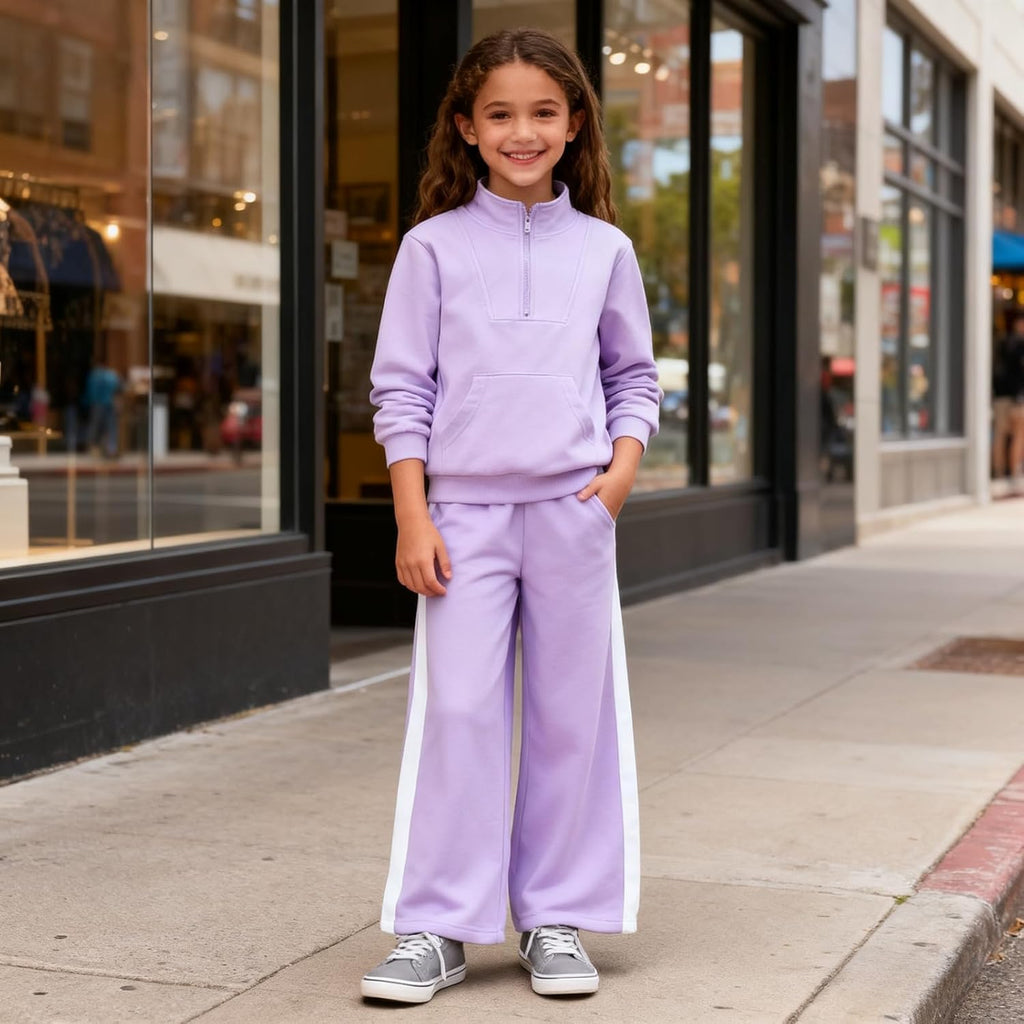 Clothes 2 Piece Sweatsuit Set Half Zip Sweatshirt & Pants Fall Winter Outfits for Teen Tween Girls