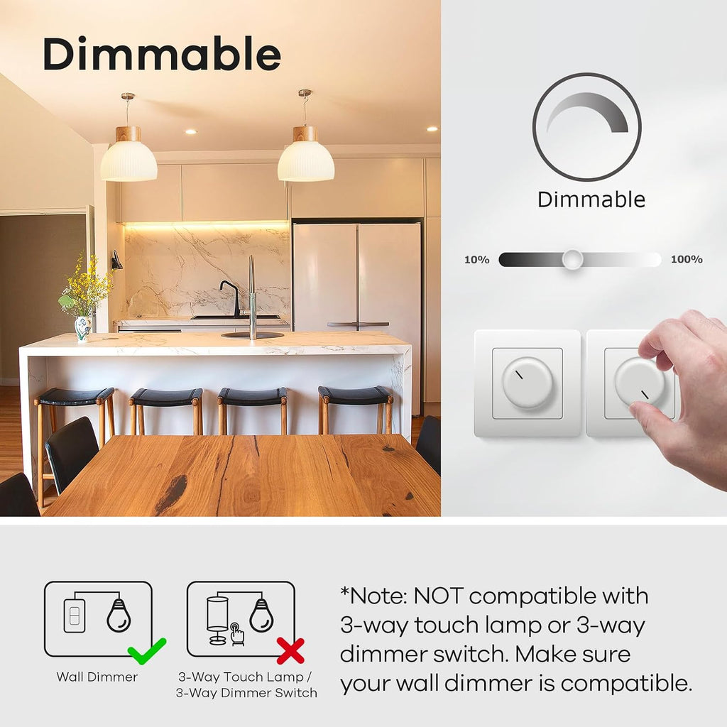 A19 LED Light Bulbs Dimmable, 40 Watt Equivalent, E26 Base, 2700K Soft White, 5W 450 Lumens CRI80+, 120V, UL Listed