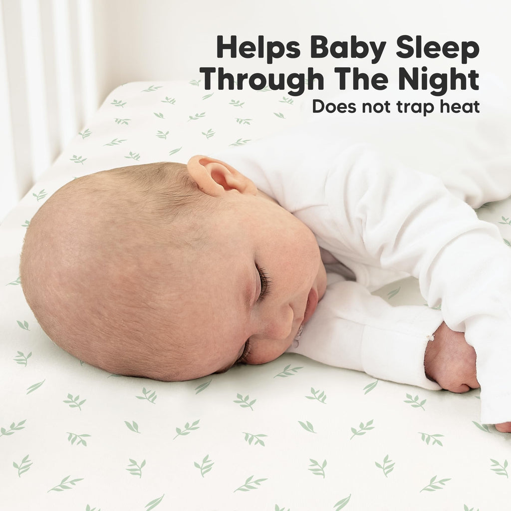 2pk Organic Cotton Crib Sheets for Boys Girls 52x28, Herb
