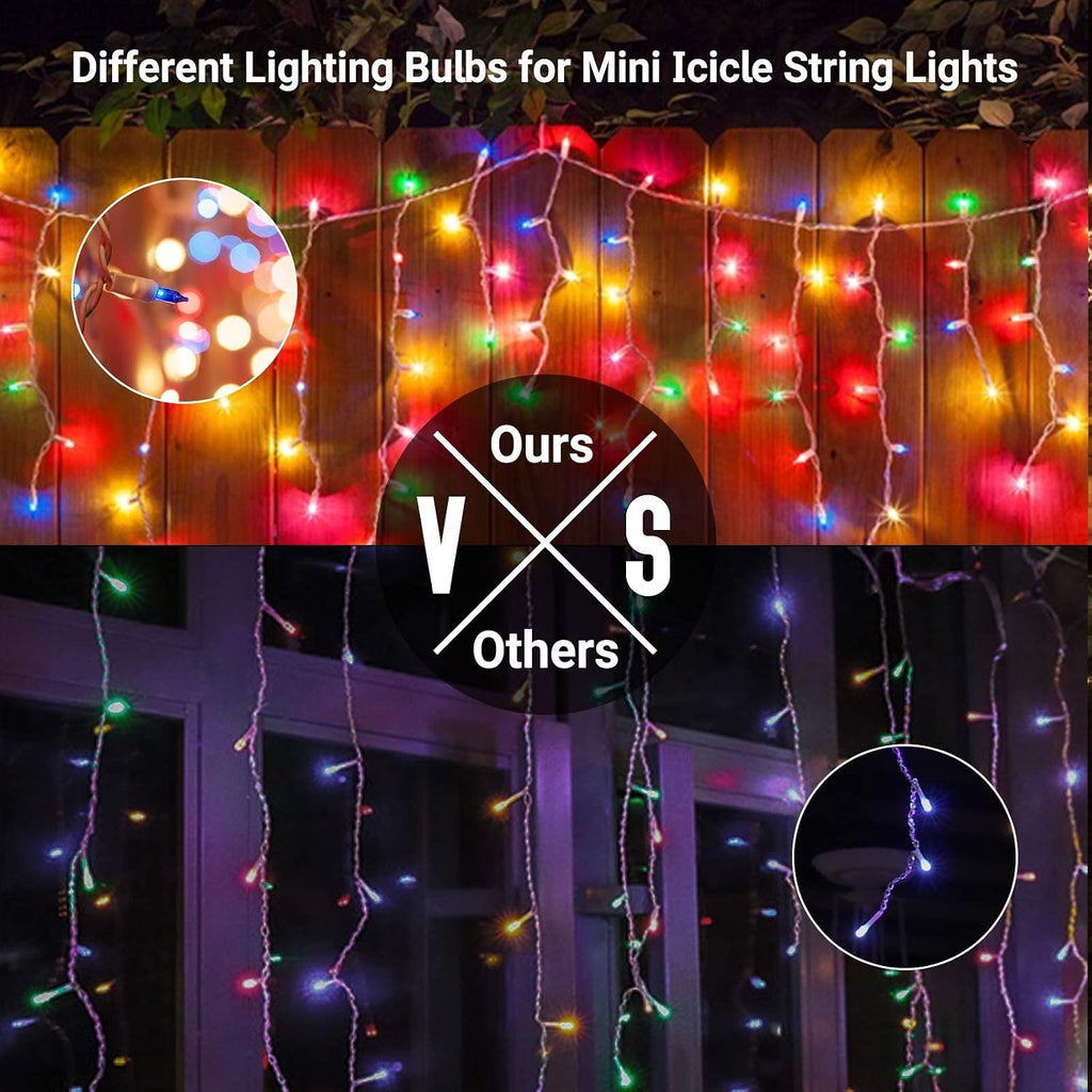 Christmas Icicle Lights, 35Ft 300 Count Incandescent, Multicolor
