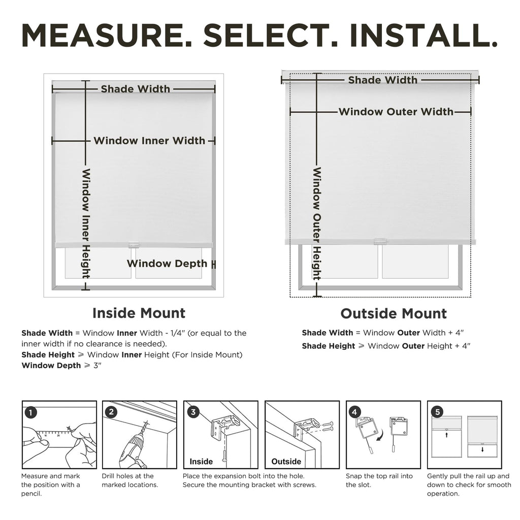 Blackout Roller Shades for Indoor Windows, White