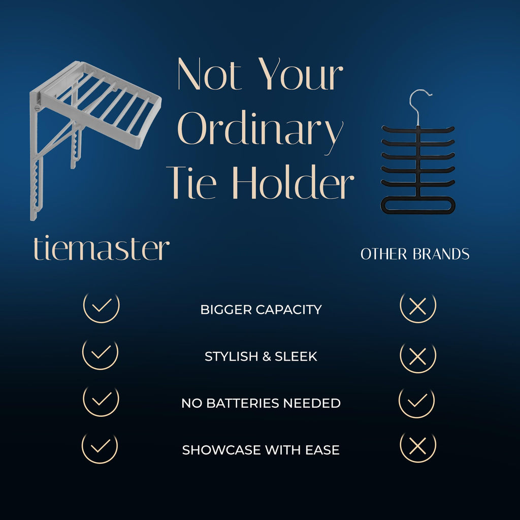 Wall Mounted Tie Rack and Scarf Organizer with 5 Belt Hooks