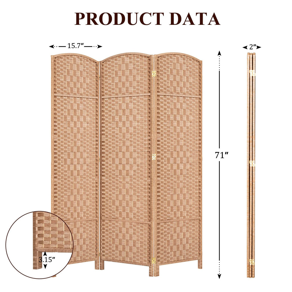 Room Divider Panel, 3 Panel Partition Room Dividers Screen, Natural
