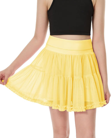 Girls Skorts with Shorts Underneath,Flowy Mesh Tennis Skirt with Pockets