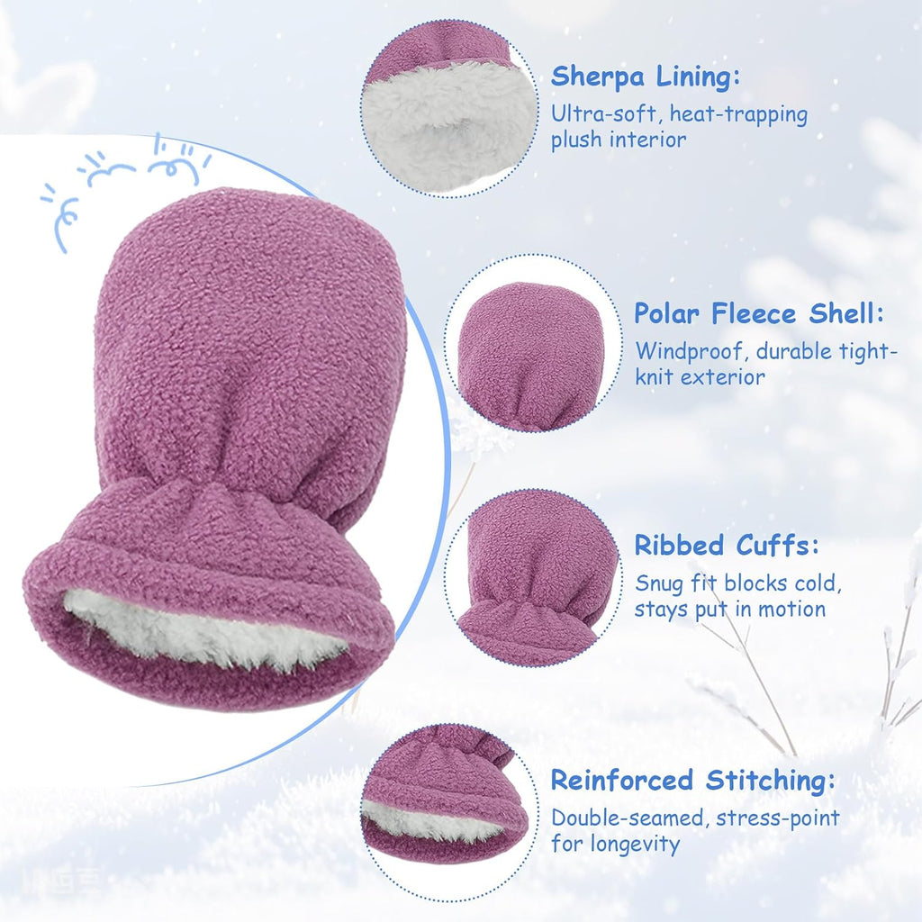 Baby Winter Hat and Mitten Set with Warm Sherpa-Fleece for Toddler & Infant