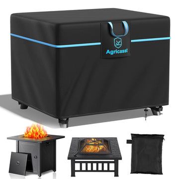 Square Fire Pit Cover for 33-36 Inch Fire Pit, 600D Heavy Duty Fire Table Cover Waterproof Patio Firepit Cover with