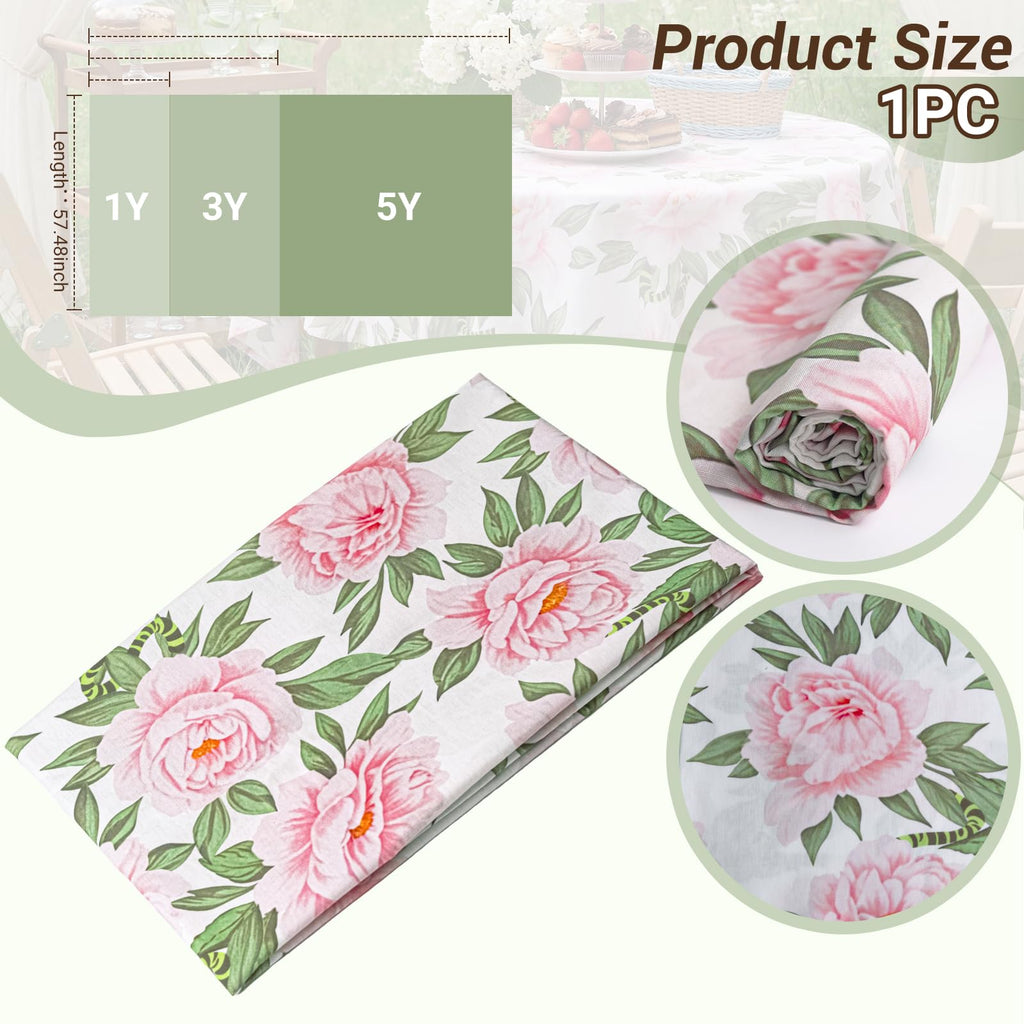57.48" Wide Floral Printed Fabric by the Yard, Cotton Fabric for Sewing, DIY Crafting Fashion Design, Washable
