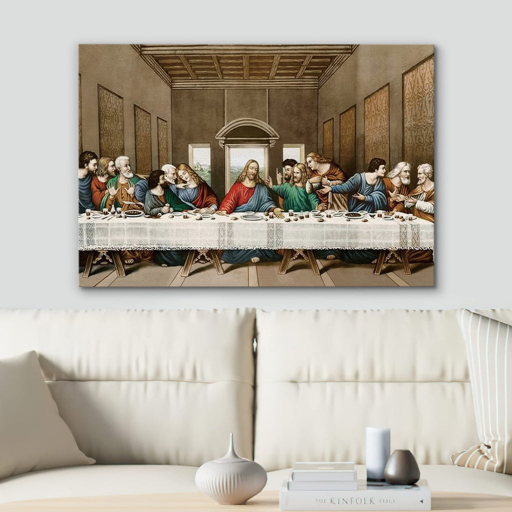 Canvas Wall Art The Last Supper Painting by Leonardo da Vinci Graffiti & Street Art Famous People Pop Art Modern