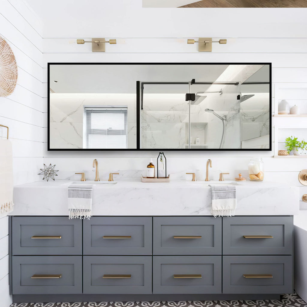 Full Length Mirror, 64"x21" Body Mirror with Stand Floor Standing Wall-Mounted Hanging or Leaning Against Wall