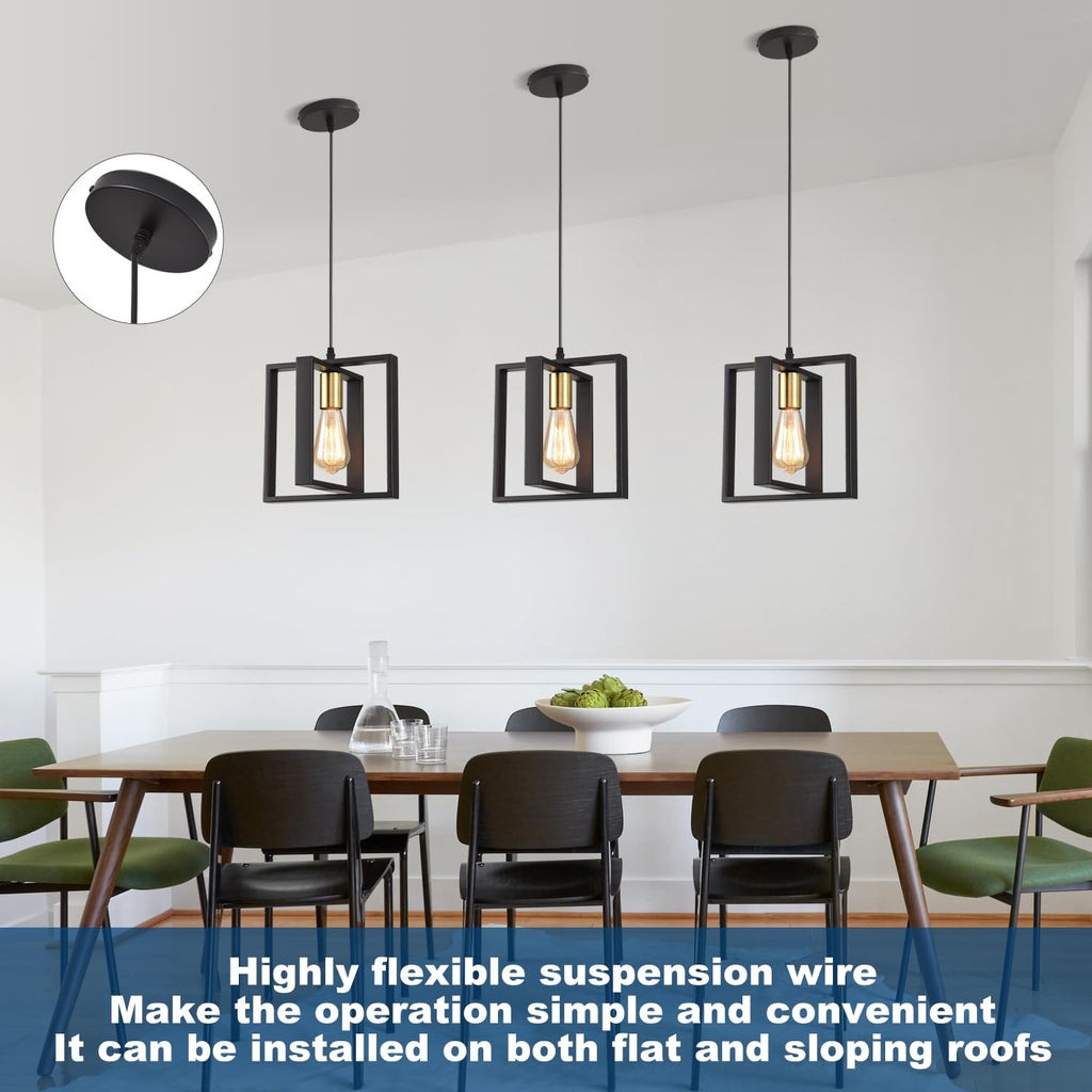 Set of 3 Rotatable Metal Frame Kitchen Island Pendant Lights