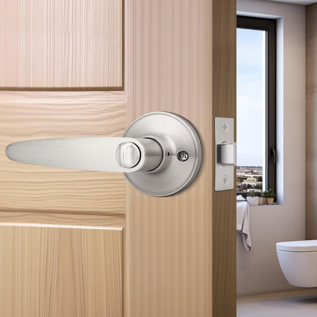 (3 Pack Keyed Entry Door Lever Lock Door Handleset,(keyed Alike) Each with 3 Keys All Same Key in Satin Nickel