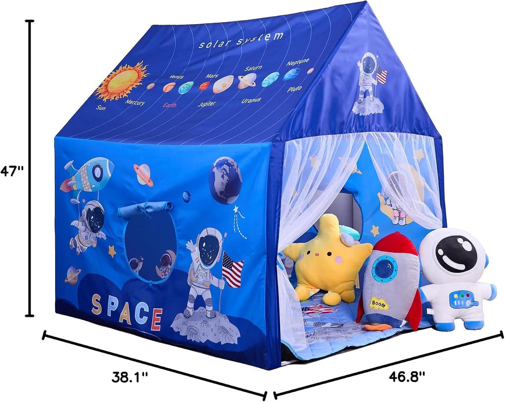 Space Rocket Ship Kids Tent with Mat for Boys & Girls Aged 3+ Toddler for Indoor Outdoor Playhouse Tent Set Sizes