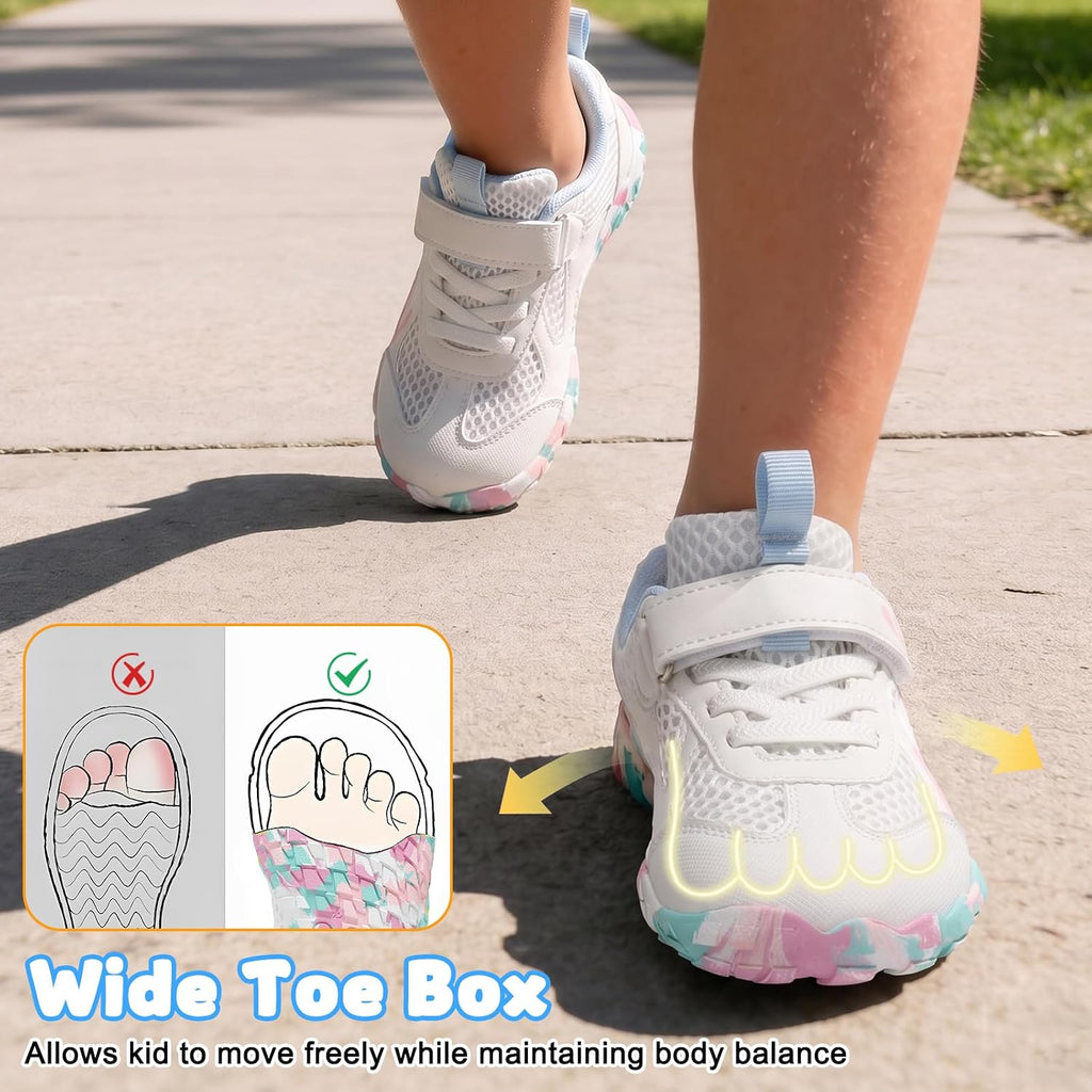 Wide Kids Barefoot Shoes Boys Girls Anti-Slip Kids Sport Sneakers Hiking Shoes Breathable Tennis Sneakers for Little