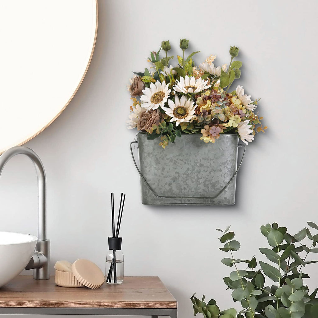 Galvanized Metal Wall Magazine Rack, Rustic Farmhouse Storage Bin