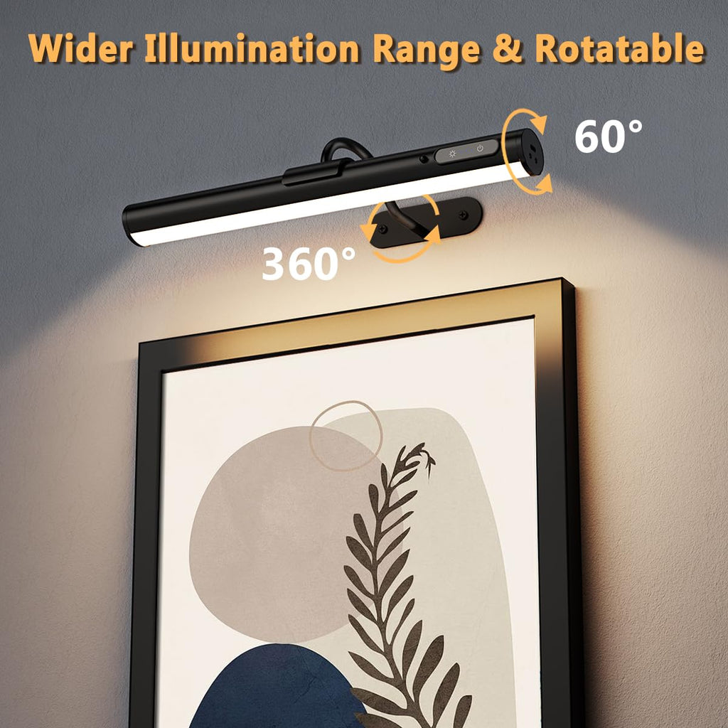 Picture Lights for Wall Battery Operated,Wireless Art Light - Black