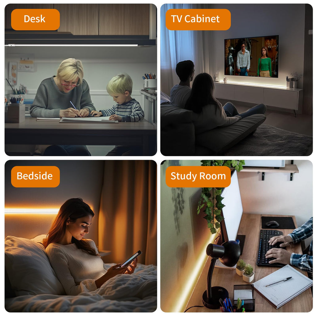 80in Smart Under Cabinet Lights, Handwave Sensor Under Counter Lights, 2700K-6500K 1090lm Stick-on Closet Light