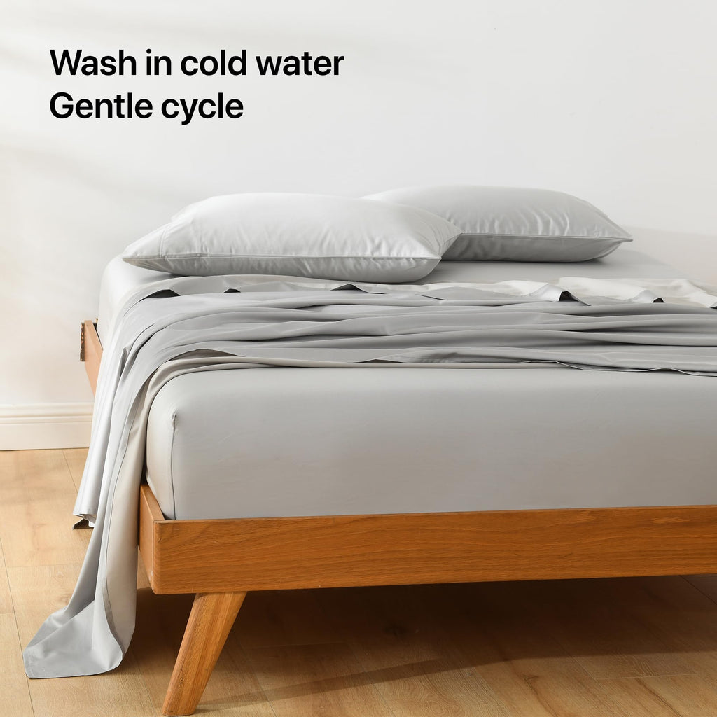 Bed Sheets Set King Size (4pc), Rayon Derived from Bamboo & Organic Cotton Blend, Silky Soft Cooling Sheets with Deep