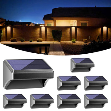 Solar Fence Lights Warm White & White, Solar Outdoor Wall Lights, Fence Solar Lights Outdoor Waterproof for Step