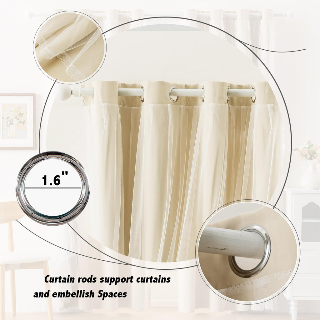 Double Layer Blackout Curtains 2 Panels, 52Wx120L, Cream