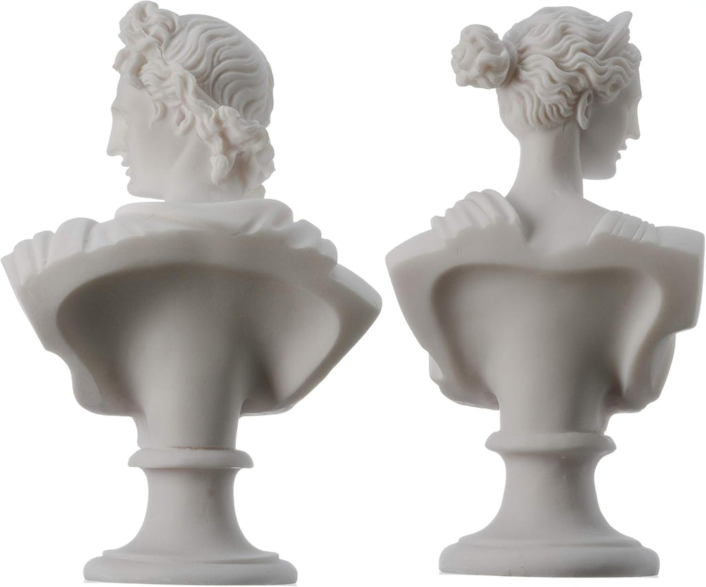 Artemis Diana and Apollo Bust Greek Statues Handmade Figurine Gods Alabaster Articrafts
