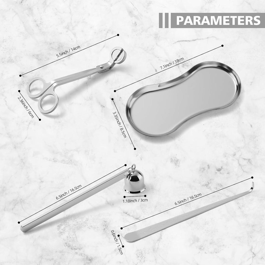 Candle Wick Trimmer, Candle Snuffer, Wick Dipper and Tray Holder