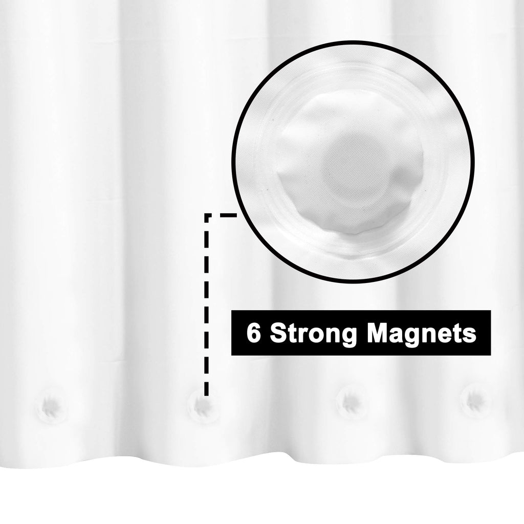 Extra Long Shower Curtain Liner with 6 Magnets, 72x84, White