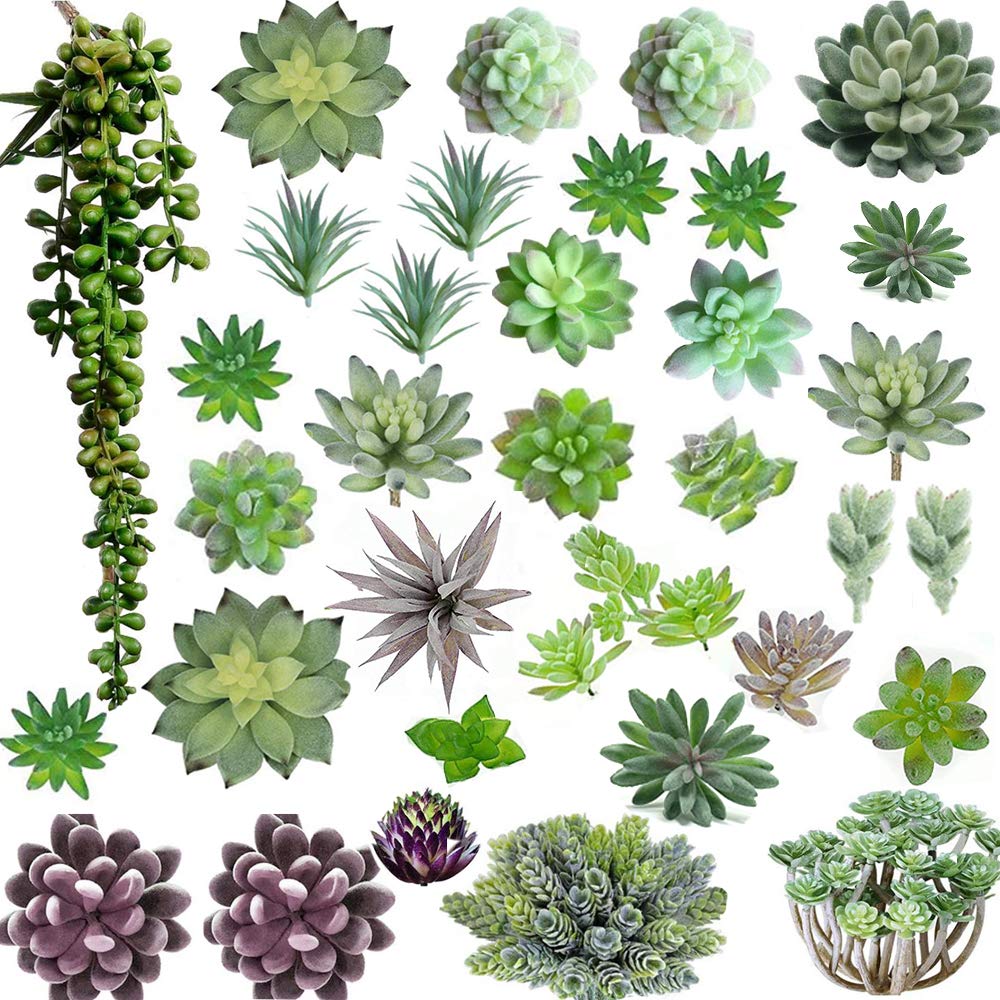 35 Pack Bulk Large Assorted Realistic Artificial Faux Succulents Aloe Plants Realistic Fake Succulent Plants, Largest