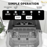 Countertop Ice Maker Machine, 8 Cubes in 6 Mins, 26.5 lbs/Day, Self-Cleaning, 2 Sizes, Ultra-Quiet