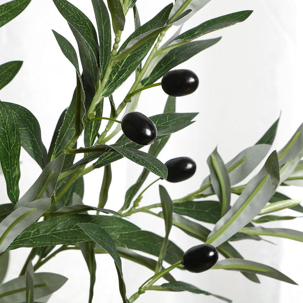 6FT Faux Olive Tree with Fruits White Pot, Indoor Home Decor