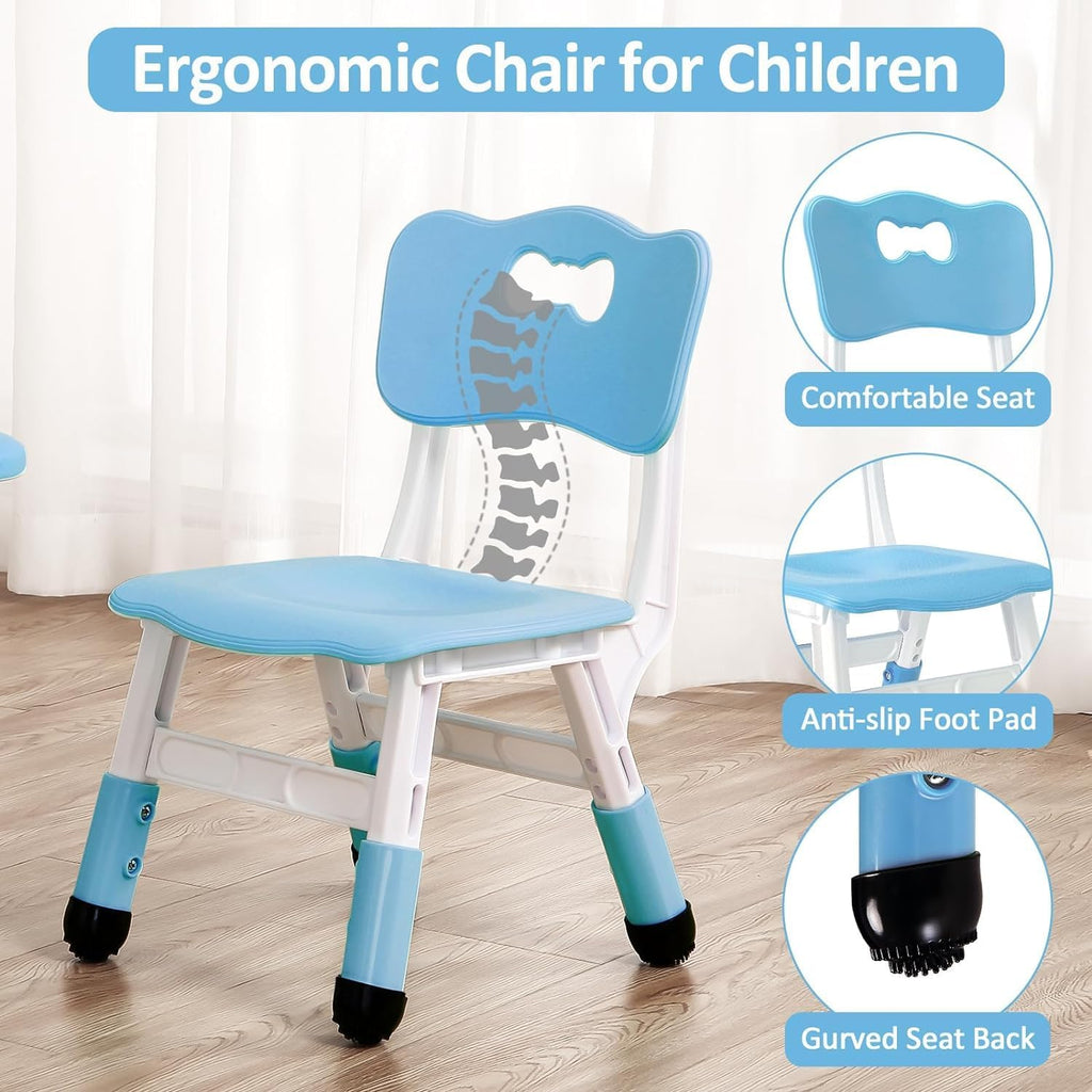 Modern Kids Table and 4 Chair Set,23.26" Height Adjustable Toddler Tables and 4 Chairs with Non-Slip Desk
