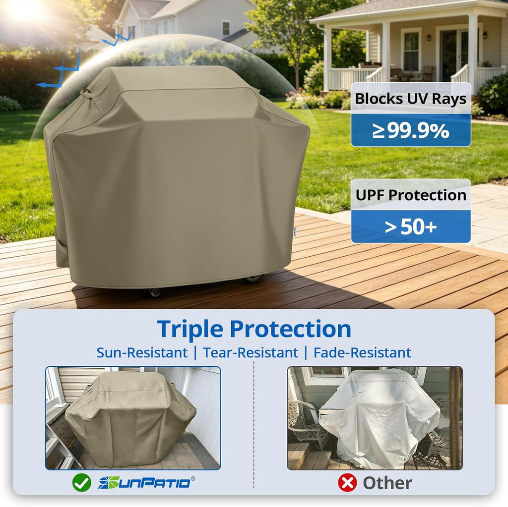 Gas Grill Cover 60 Inch, Heavy Duty Waterproof Outdoor Barbecue Cover with Sealed Seam, FadeStop Material, All