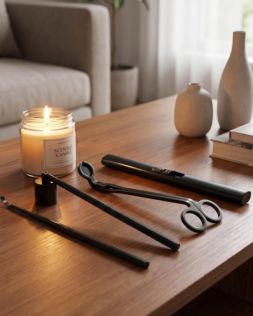 4 in 1 Candle Accessory Set, Matte Black