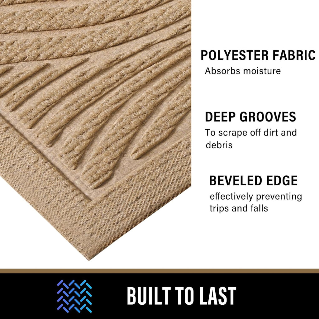 Front Door Mat Outside Entrance, Absorbent and Dirt Resistant Welcome Mat Indoor Outdoor, Non-Slip Backing Entry Mat