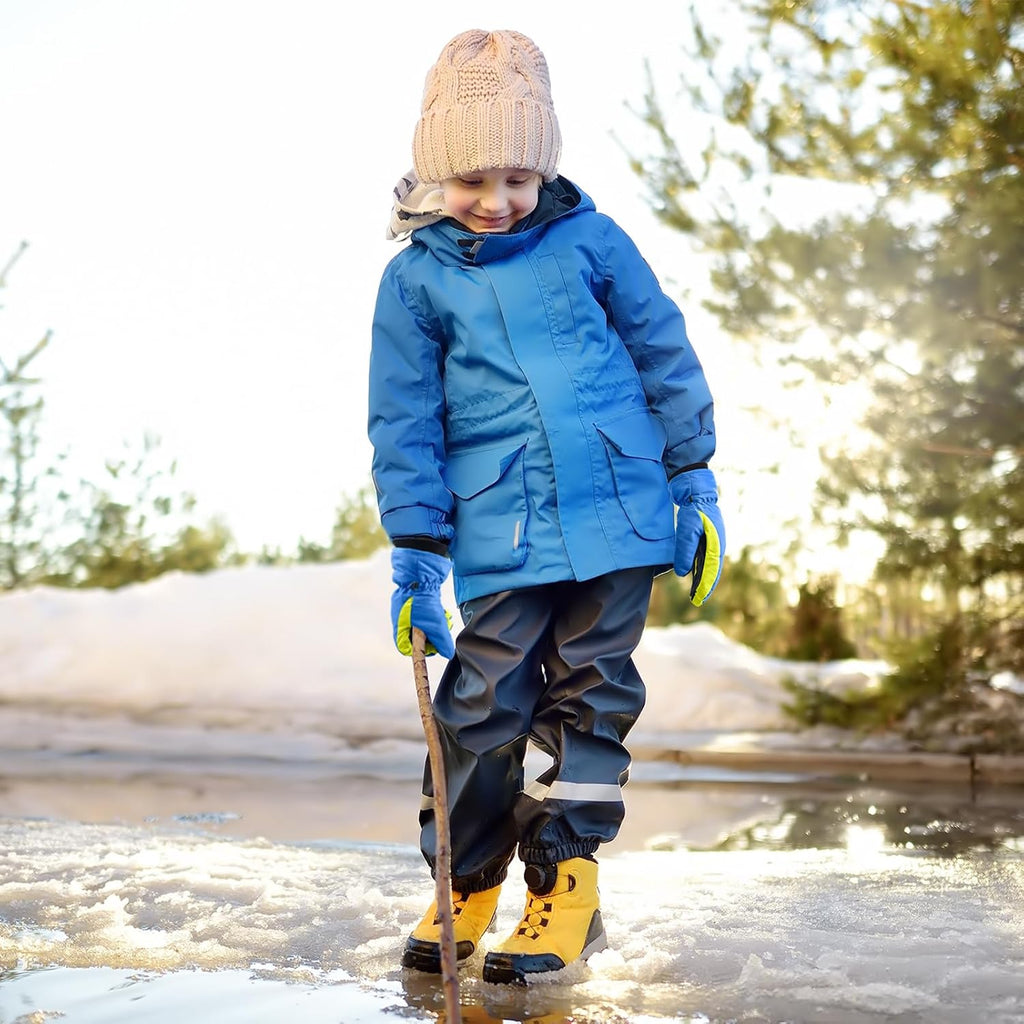 Kids Ski Snow Gloves, Waterproof Winter Mittens for Boys Girls