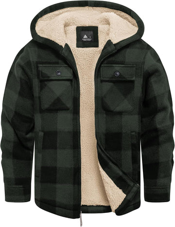 Boys Fleece Jacket with Hood Unisex Child Sherpa Lined Zip Up Warm Coat Hooded Sweatshirt Outerwear