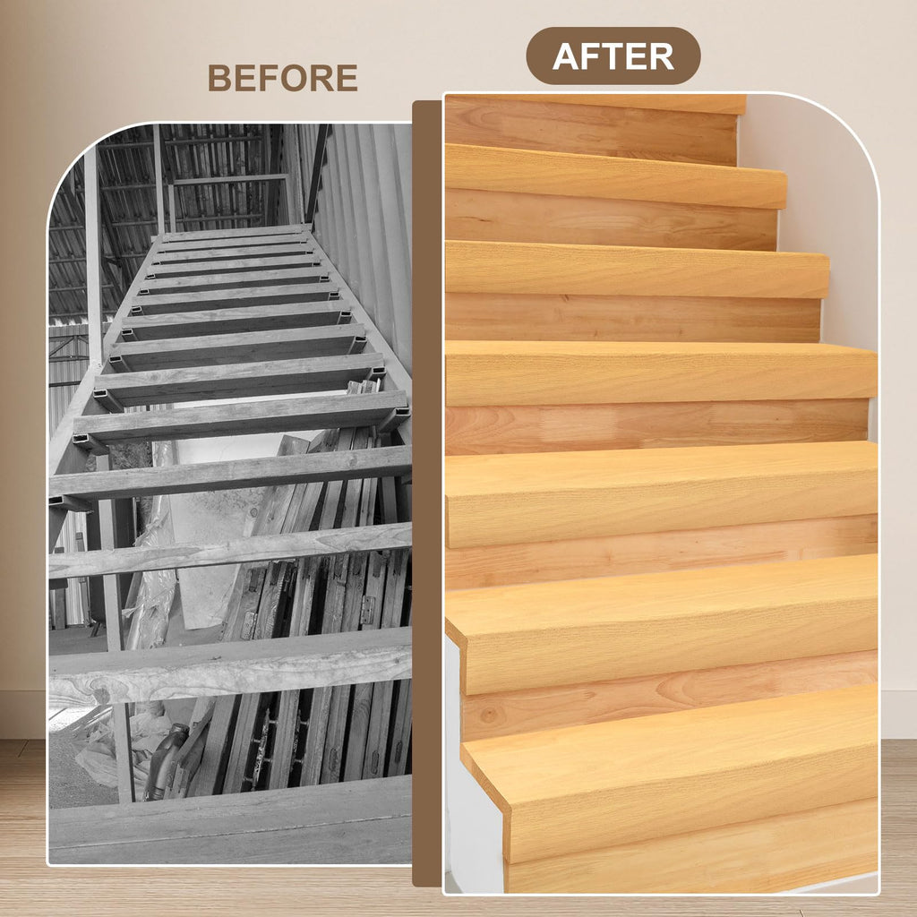 42 Inch FAS Red Oak Stair Treads with Small (3/4") Square Nose Profile Unfinished Bullnose Wood Treads Caps for Stair