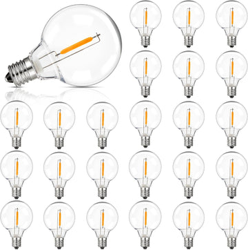 G40 LED Solar Replacement Bulbs,1W Equal to 5W,DC 3V E12 Screw Base Bulb