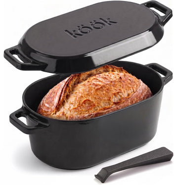 Oval Dutch Oven, for Bread Baking, Sourdough Loaf Pan, with Lid, Dual Handles, Enameled Cast Iron, includes Lid