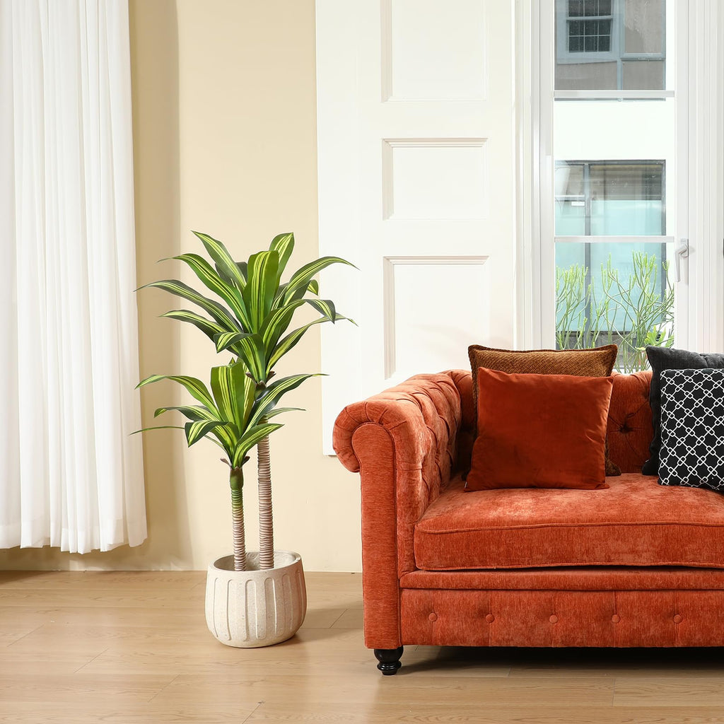 4 Ft Artificial Dracaena Tree, Faux Plants Indoor with Basket
