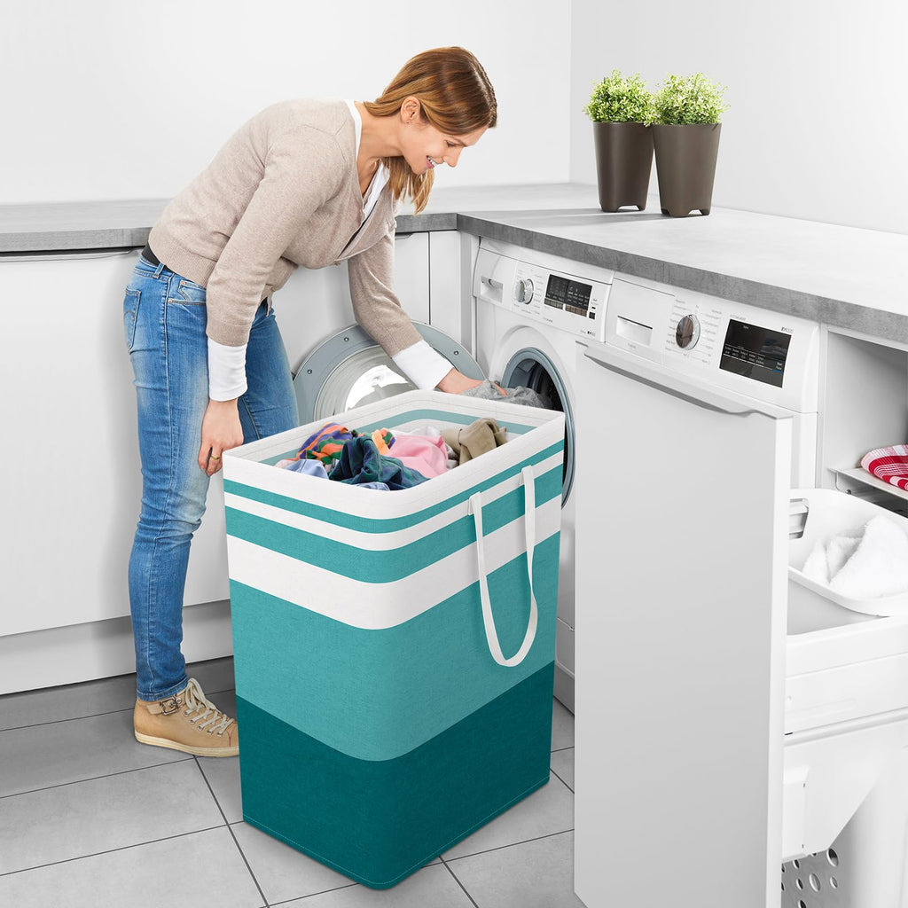 Basket Hamper, 125L Collapsible Clothes Storage, Green