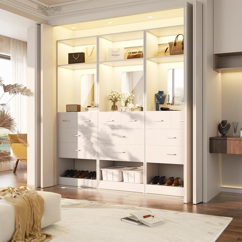 25" Closet System with 4 Drawers and Mirror, 2FT Closet Organizer